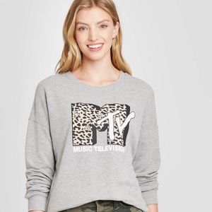 MTV Leopard Graphic Sweatshirt - Gray